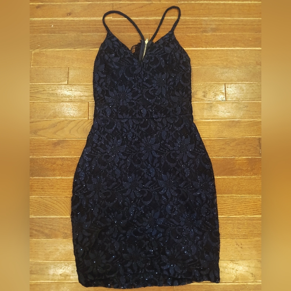 Unconventional Lace Navy Midnight Blue Mini Dress Size 5